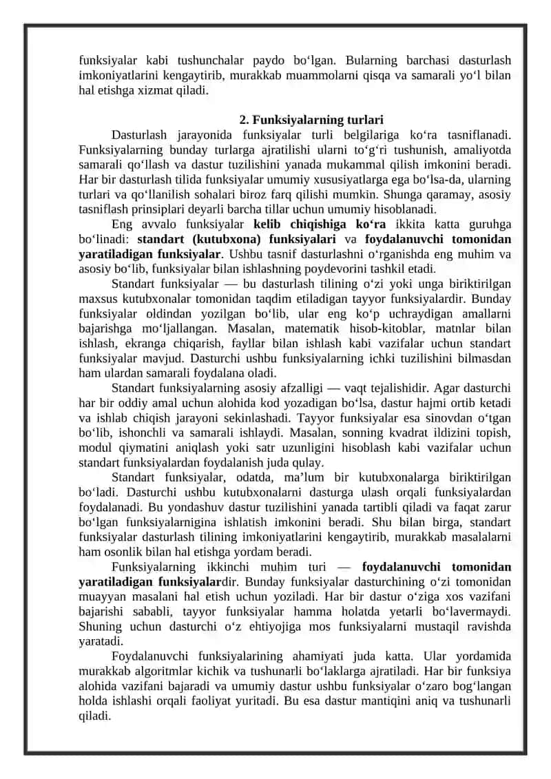 FUNKSIYALAR BILAN ISHLASH 4