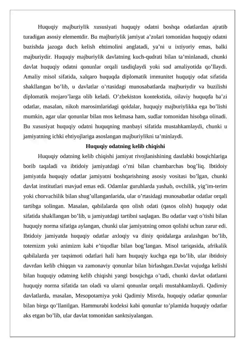 Huquqiy odat - huquqning tarixiy manbayi 4