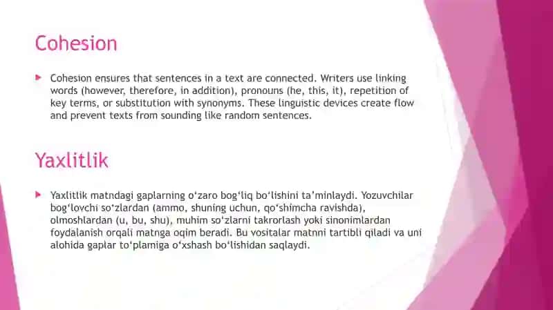 Matnlingvistikasi (Text Linguistics) 4