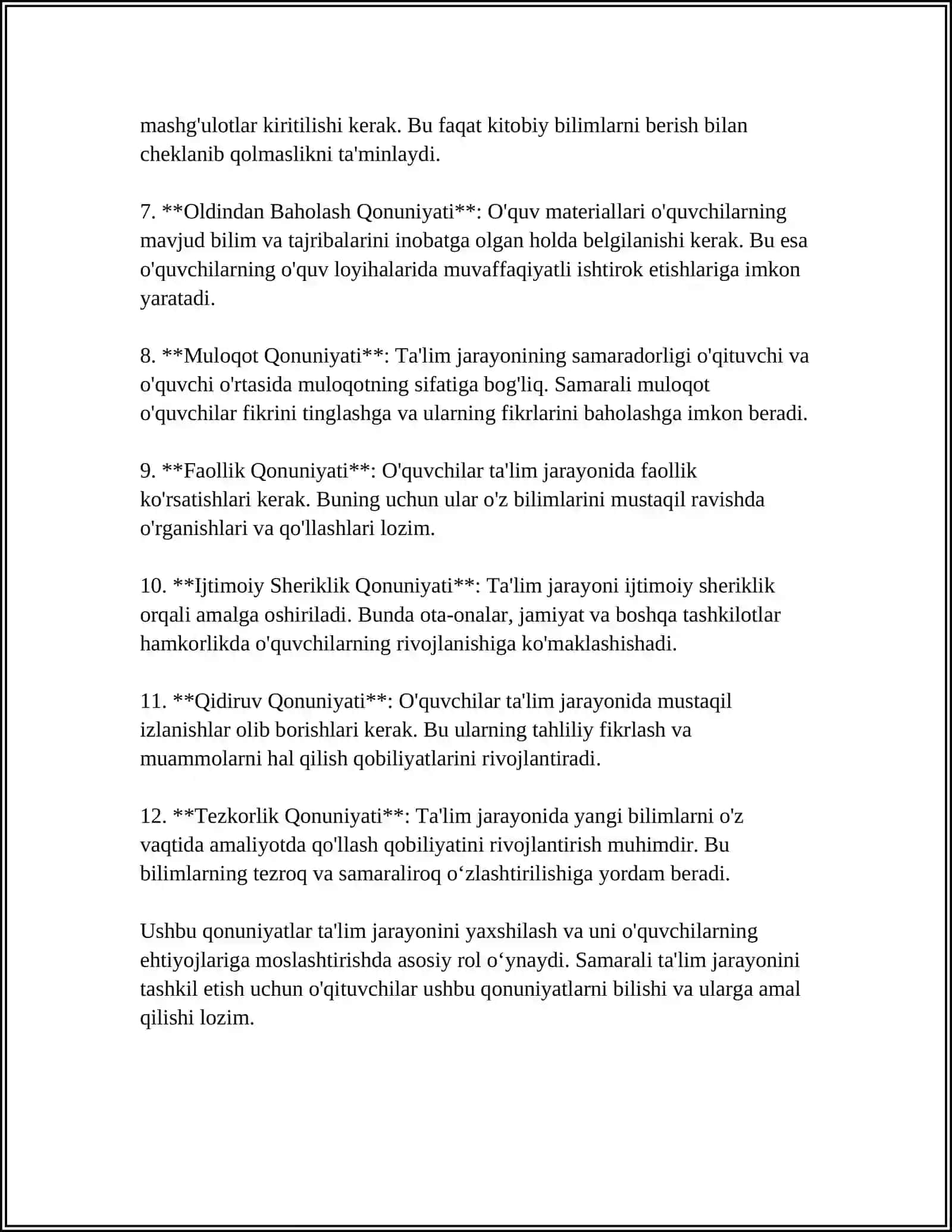 TA'LIM QONUNIYATLARI VA TAMOYILLARI 4