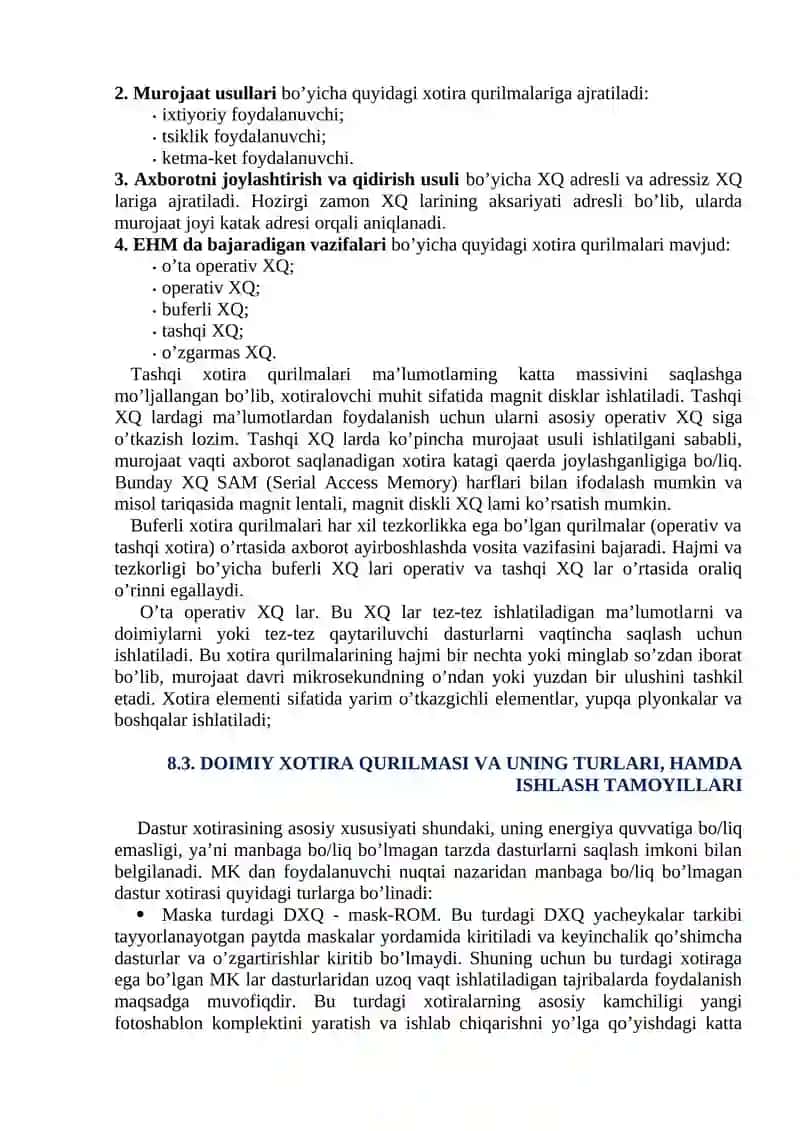 Xotira qurilmalari va ularning tasnifi 4