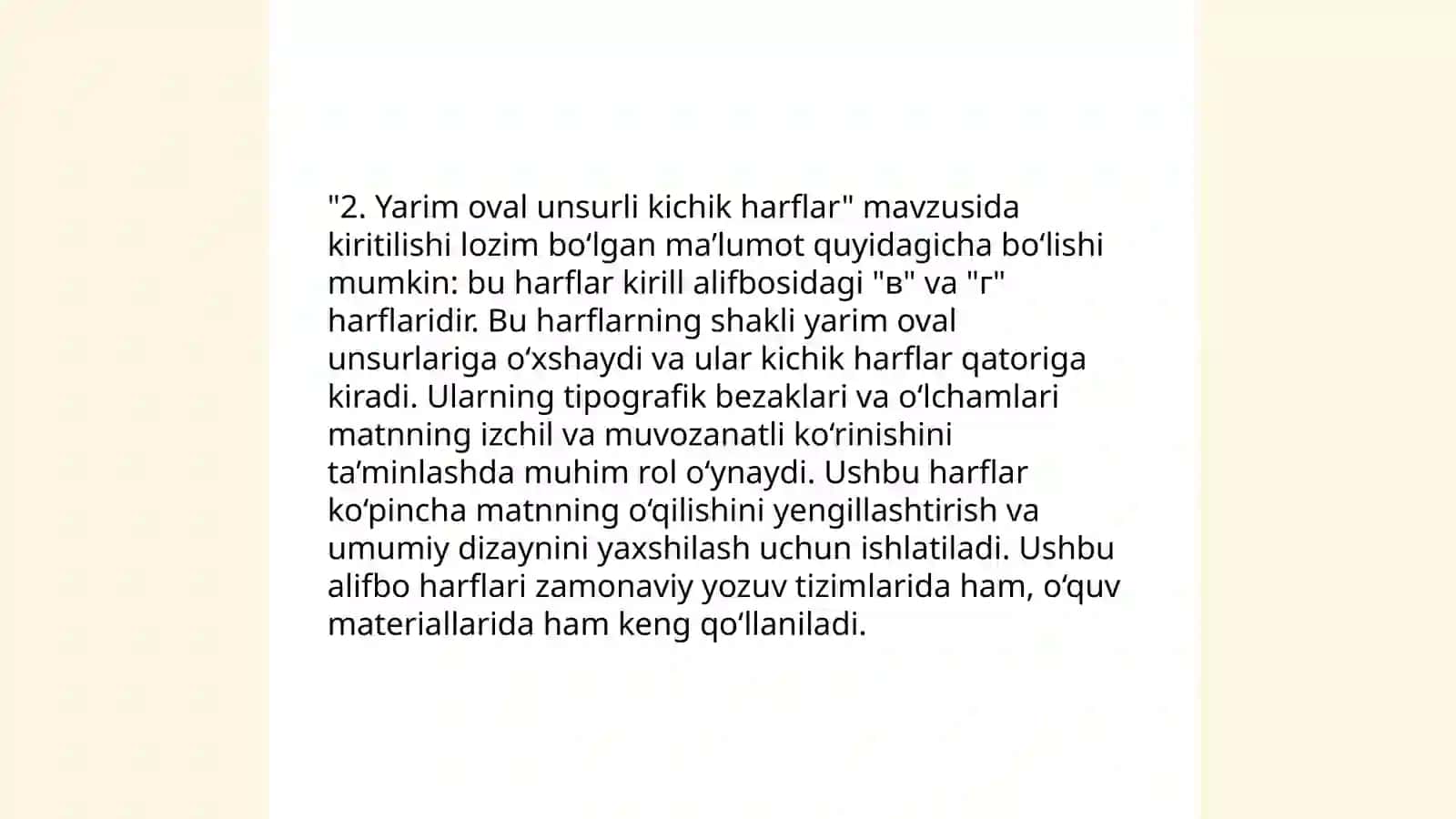 Kichik harflarni yozishda oval unsurlarning roli 4