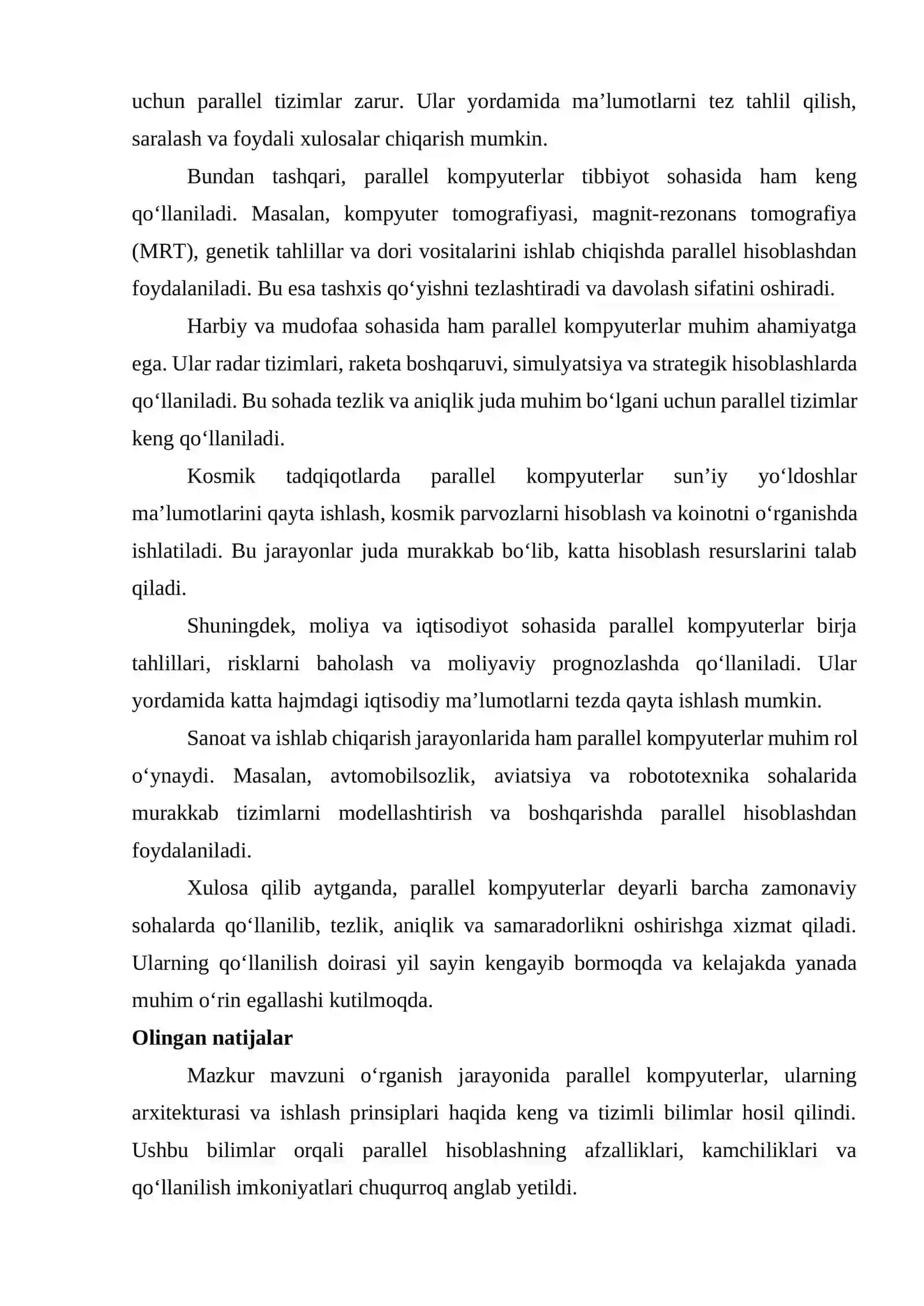 Parallel kompyuterlar: umumiy va ajratilgan xotirali multiprotsessorlar va multikompyuterlar 4