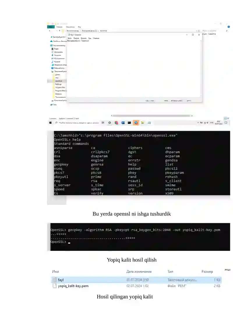 OpenSSL kutubxonasidan foydalangan holda ma’lumotlarni ochiq kalitli shifrlash algoritmlari yordami 4