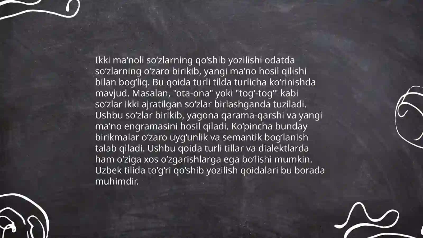 Qoʻshib yozish qoidalari.Chiziqcha bilan yozish qoidalari 4