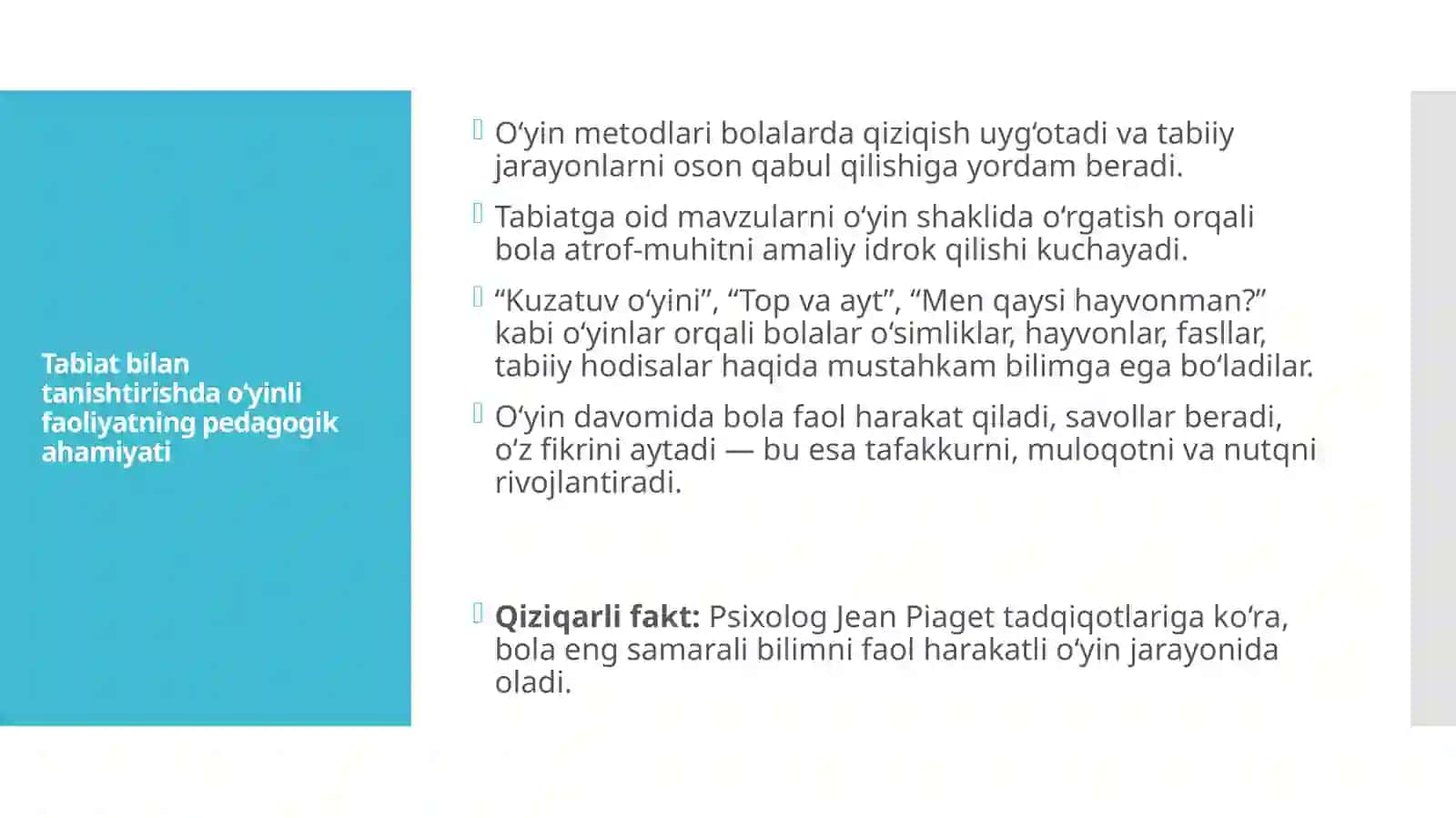 Tabiat bilantanishirishda o‘yinli faoliyatning pedagogik ahamiyati 4