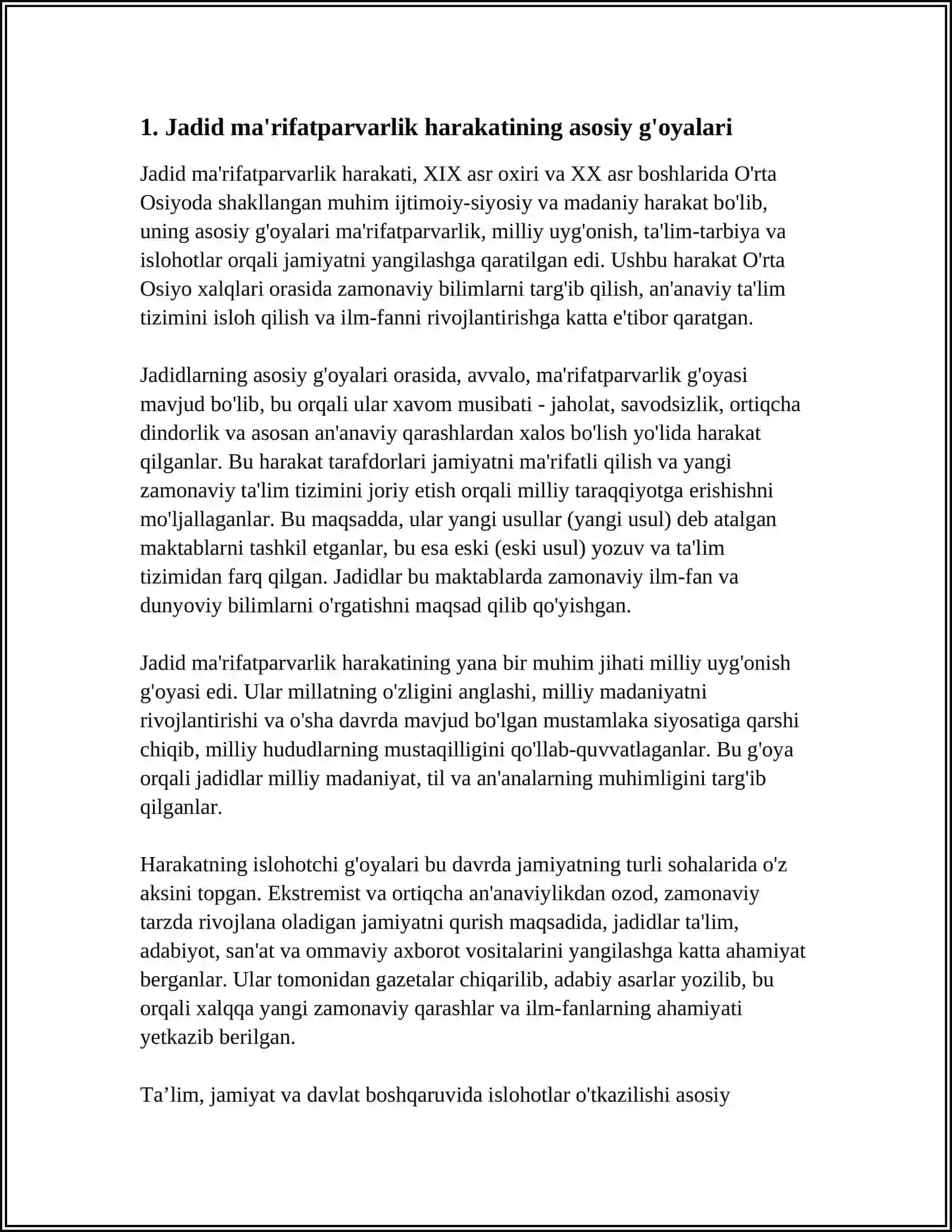 JADID MA'RIFATPARVARLARNING O'LKA IJTIMOIY MA'NAVIY HAYOTIDA TUTGAN O'RNI 4