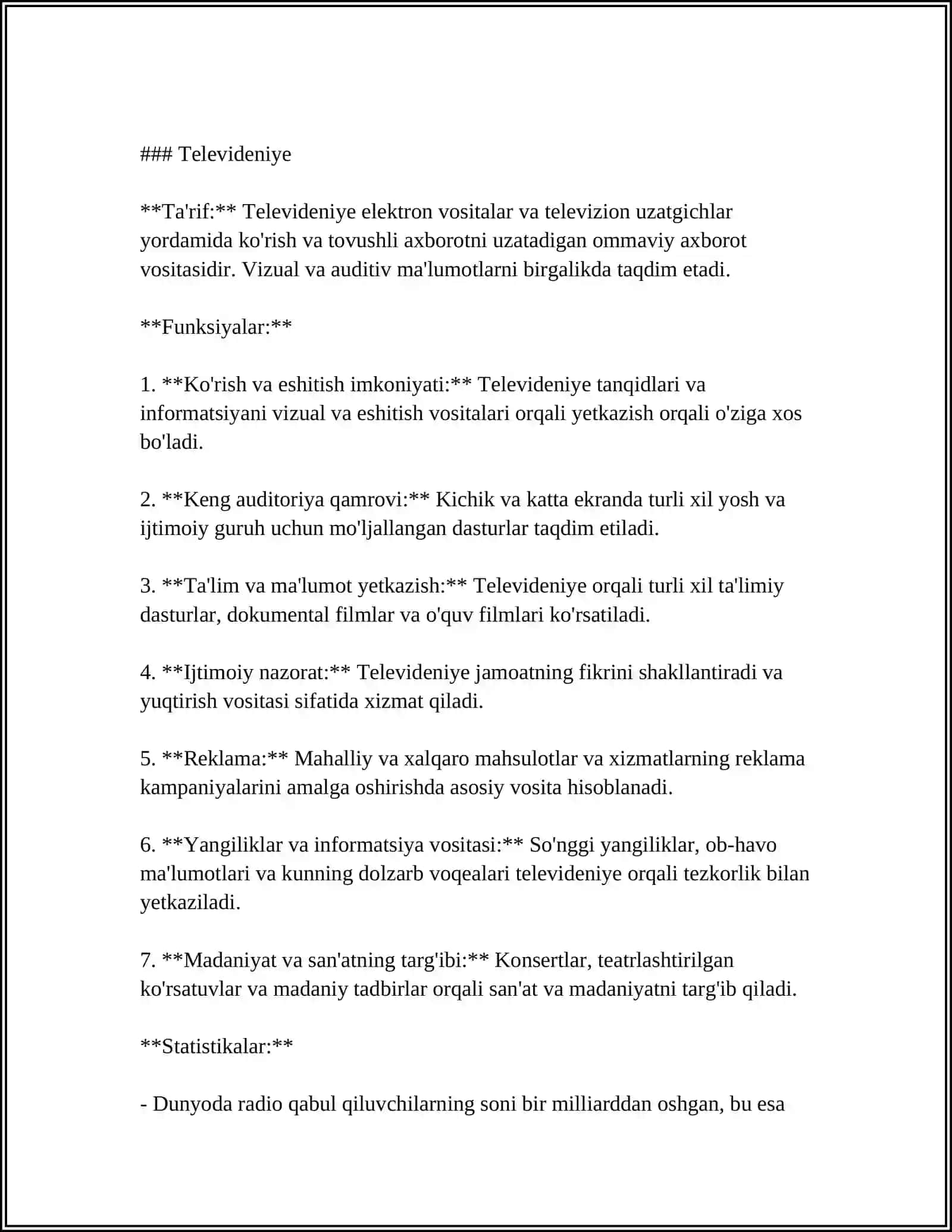 Radio va Televideniye Tezkor va Ommaviy Axborot Vositalari Sifatida: Ta'rif va Funksiyalar 4