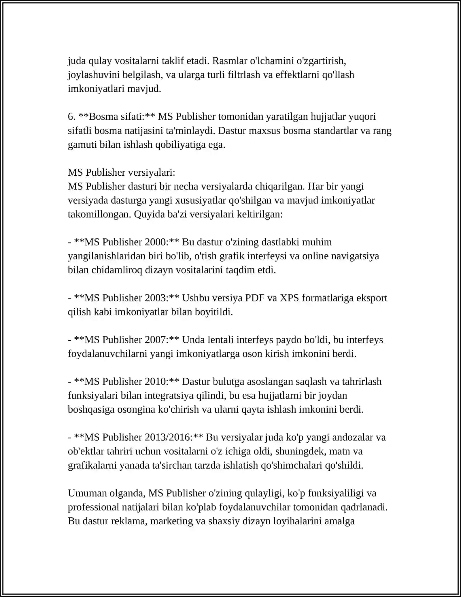MS Publisher dasturi haqida maʼlumot 4
