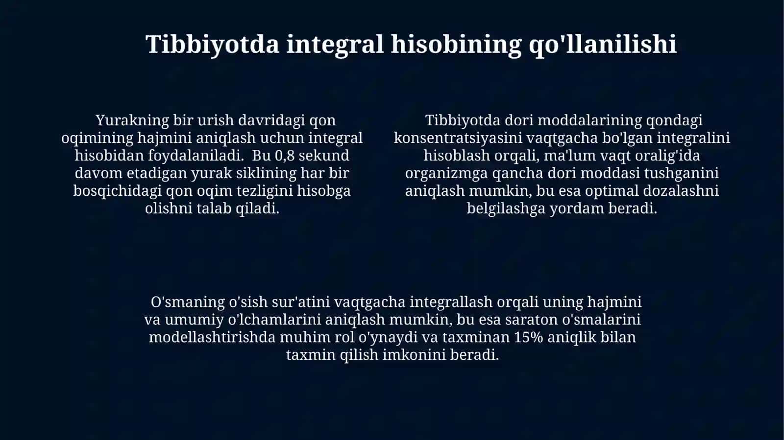 Karrali integrallarning biologiya va meditsinadagi tatbiqlari 4