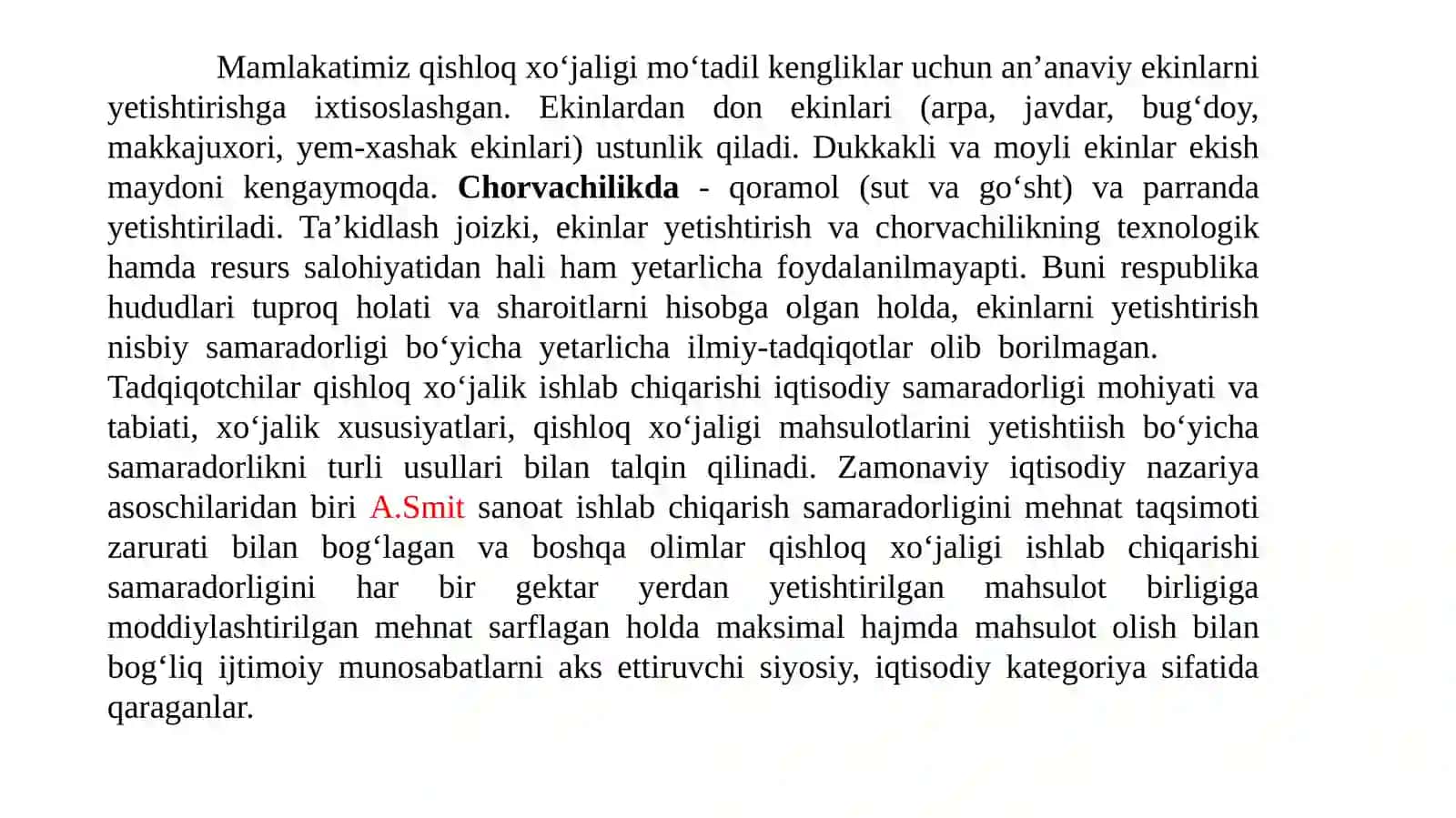Qishloq xo‘jaligi ishlab chiqarishning iqtisodiy samaradorligi 4