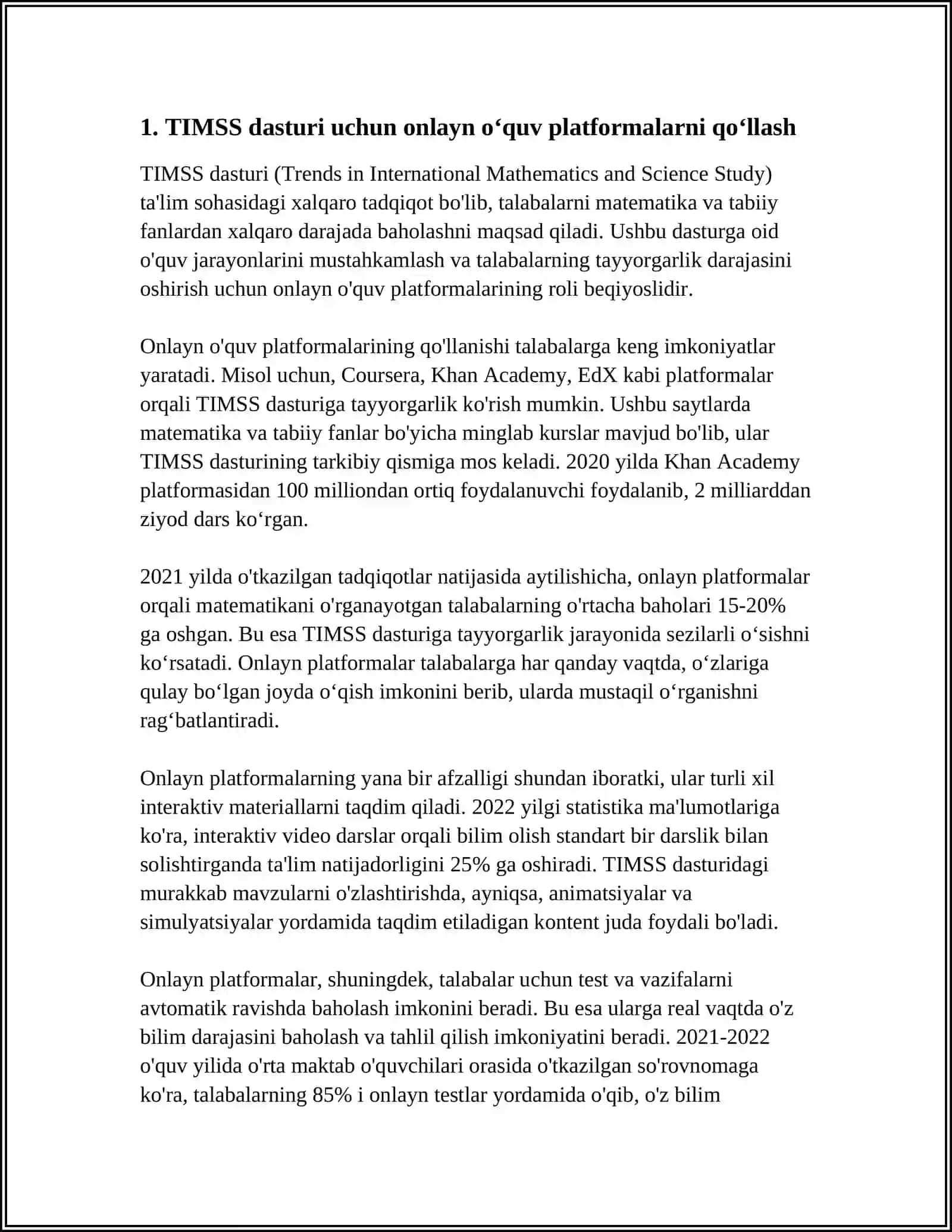 TIMSS XALQARO BAHOLASH DASTURIGA TAYYORGARLIK JARAYONIDA ZAMONAVIY AXBOROT- KOMMUNIKATSIYA TEXNOLOGIYALARINI QOʻLLASH 4