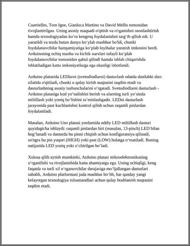 Arduino platasi va ularning turlari. Arduino tarixi va u nima uchun ishlatiladi. Arduino platasida svetodiodlarni dasturlash 4