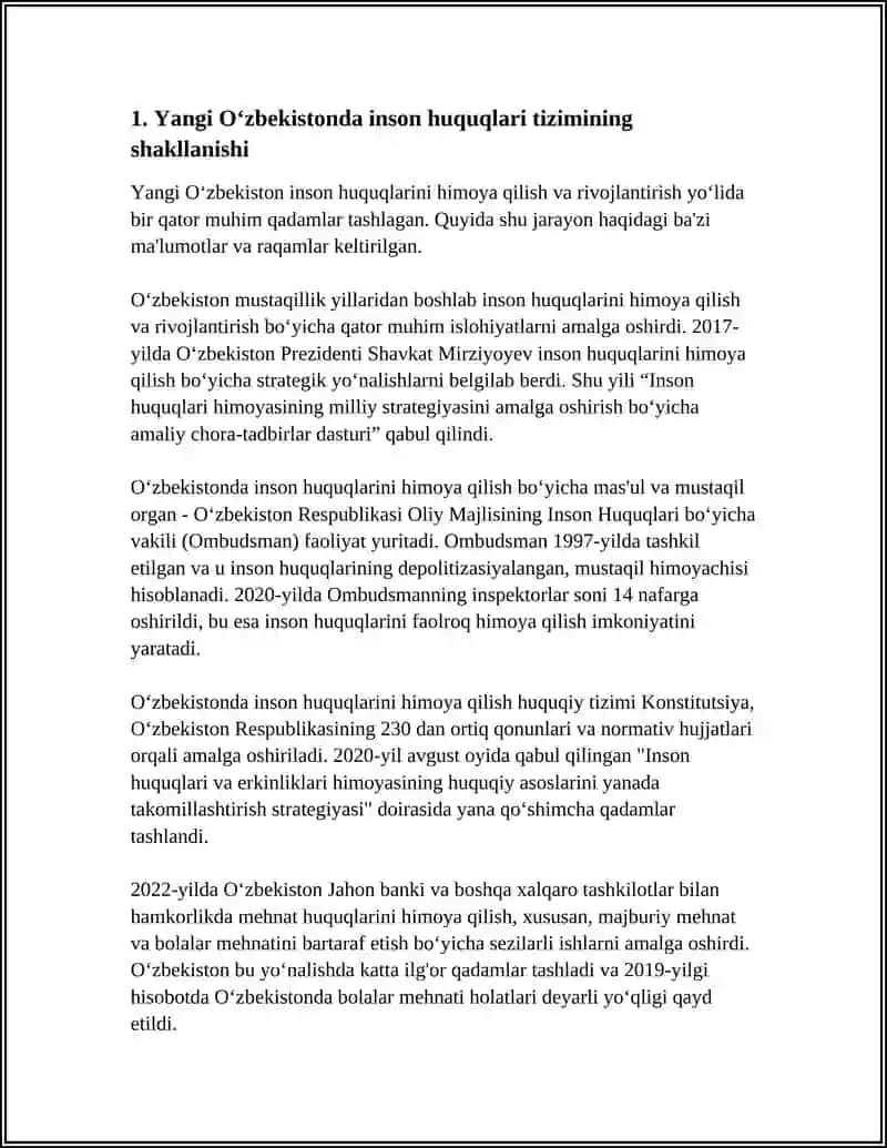 Yangi Oʻzbekistonda inson haq-huquqlari va erkinliklari kafolatinining yaratilishi 4