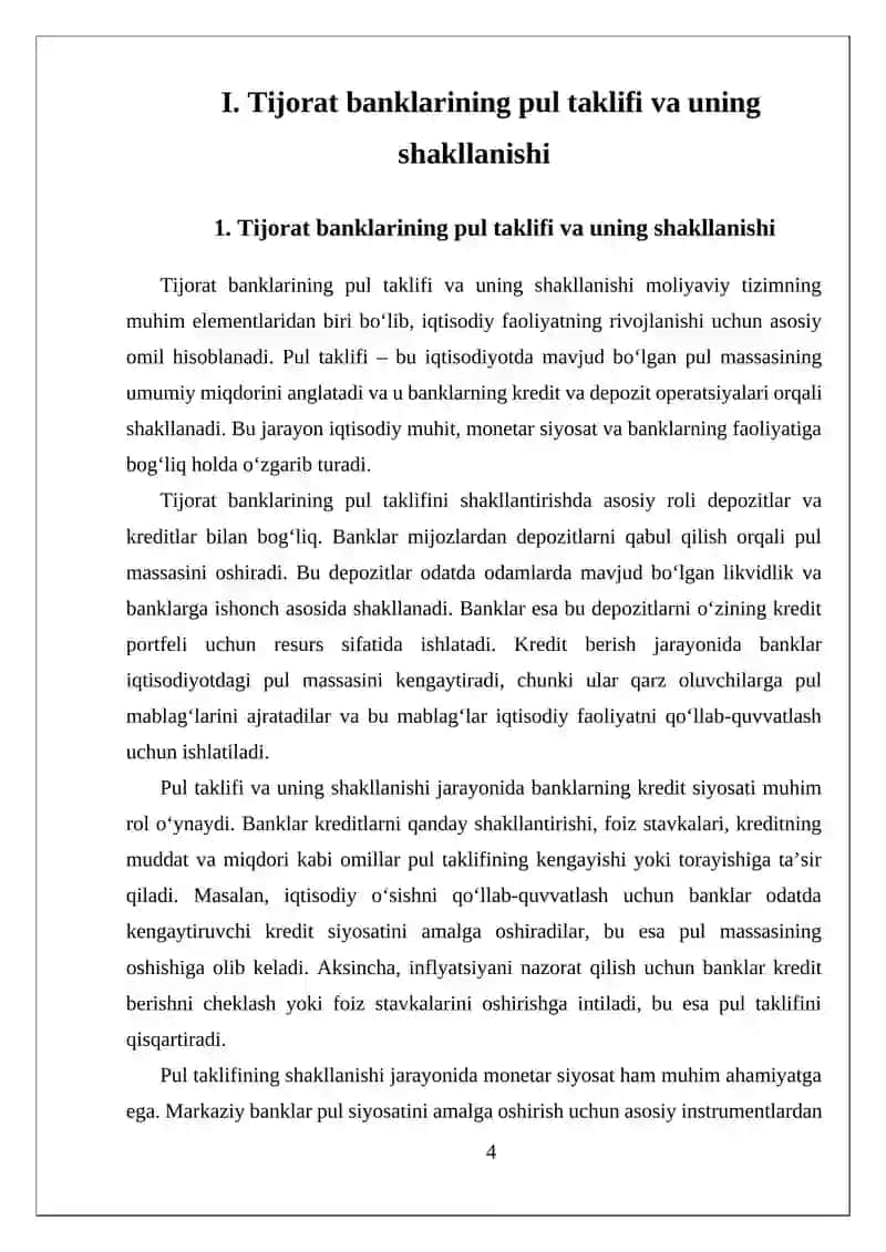 TIJORAT BANKLARI VA PULLAR TAKLIFI 4