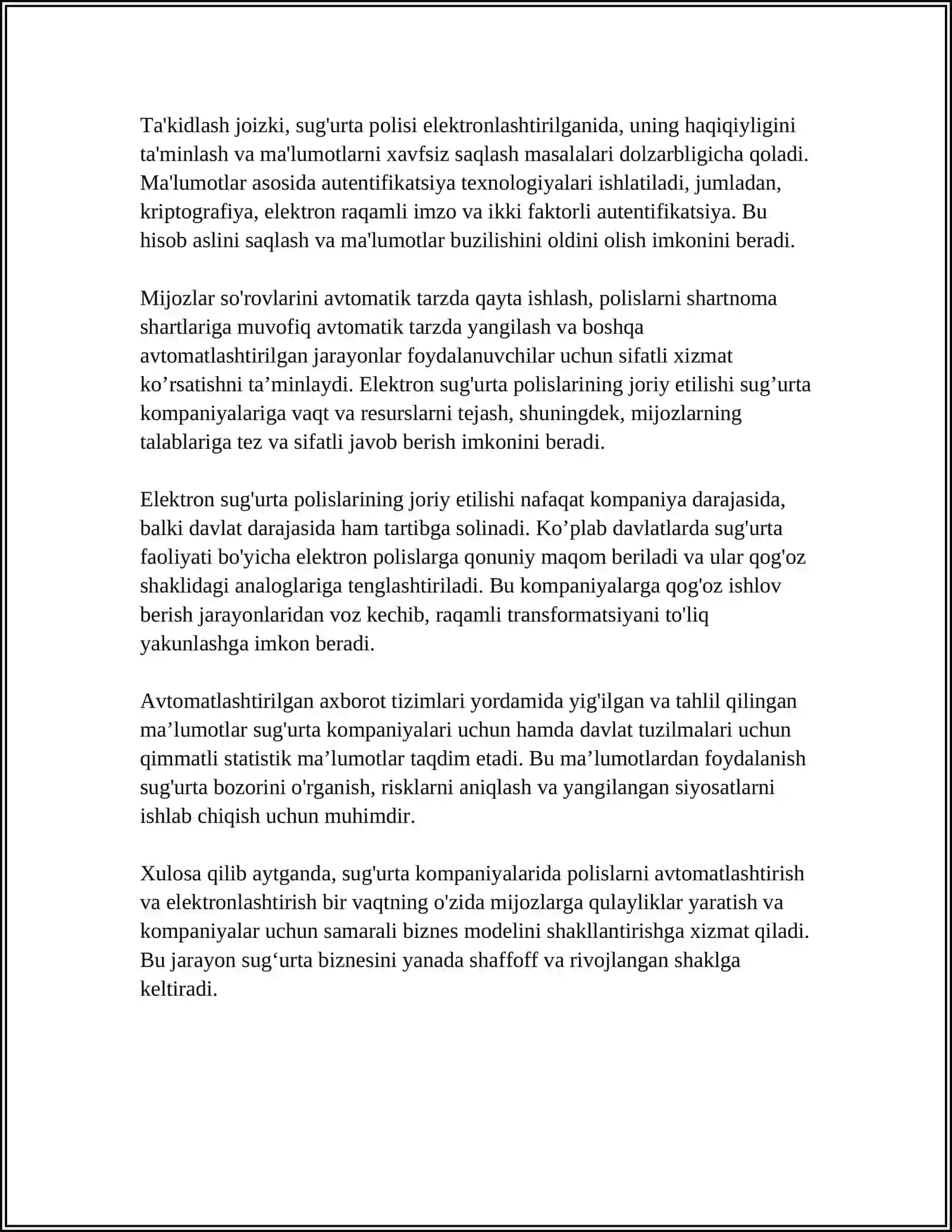 SUG'URTA FAOLIYATIDA AVTOMATLASHTIRILGAN AXBOROT TEXNOLOGIYA VA TIZIMLARINI JORIY QILINISHI 4