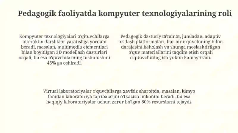 Pedagogikada Kompyuter Texnologiyalardan Foydalanish 4