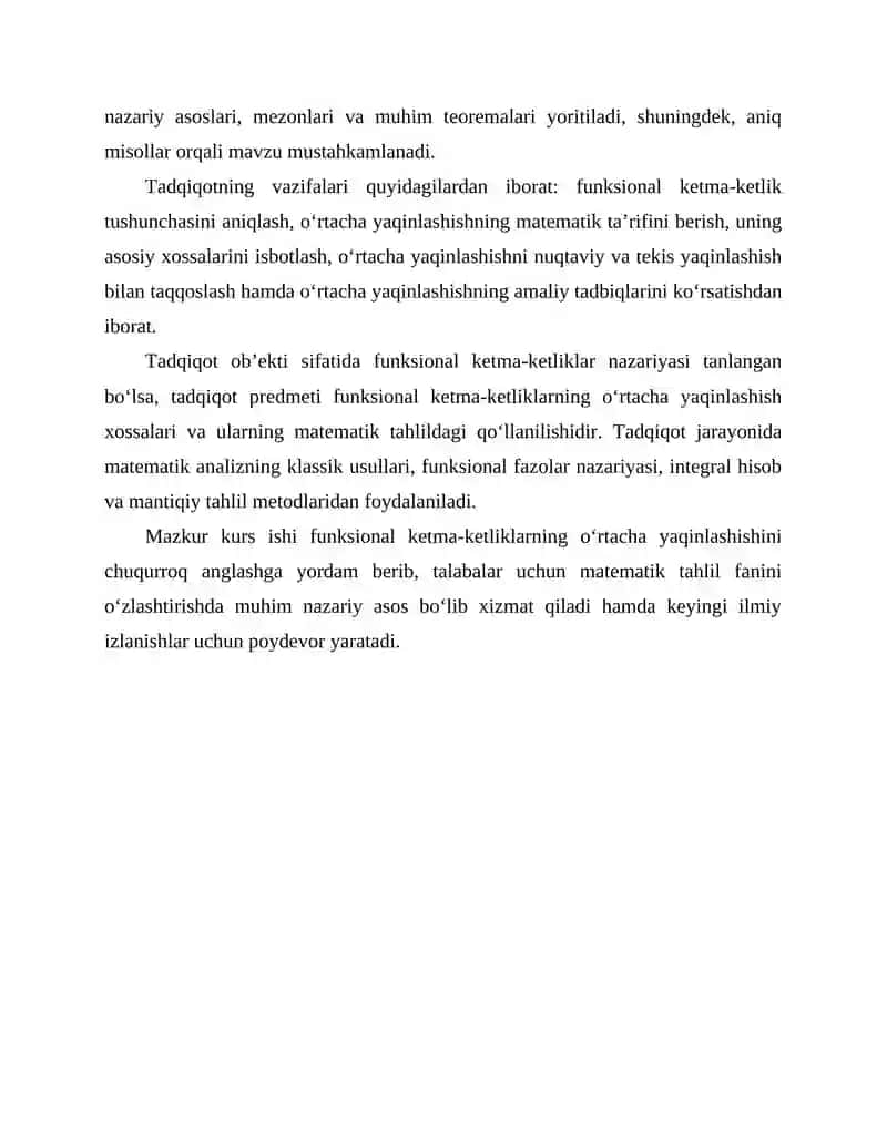 Funksional ketma-ketliklarning o‘rtacha yaqinlashishi va uning matematik tahlildagi tadbiqlari 4