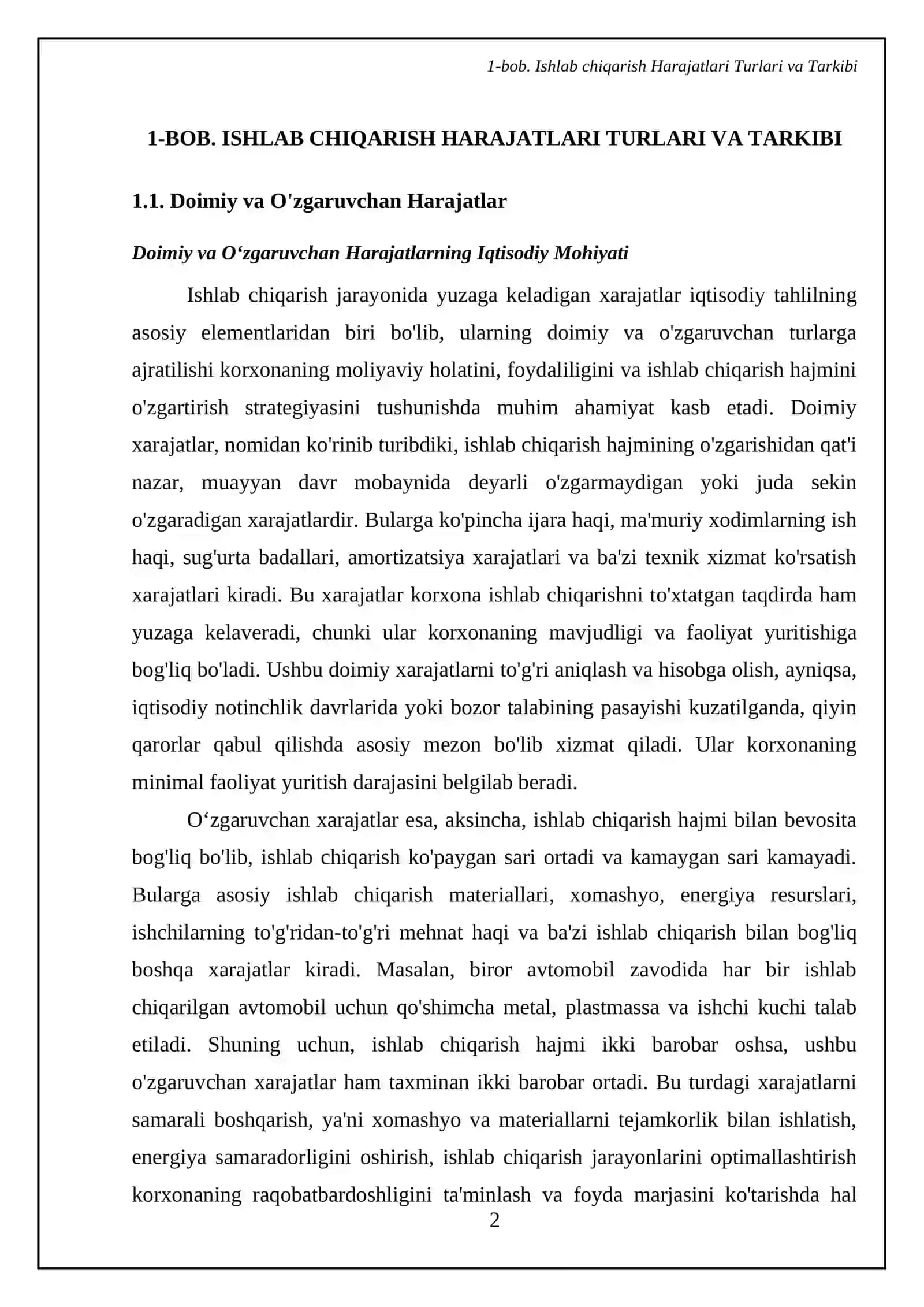 Ishlab chiqarish harajatlari va ishlab chiqaruvchi xatti-harakatlari 4