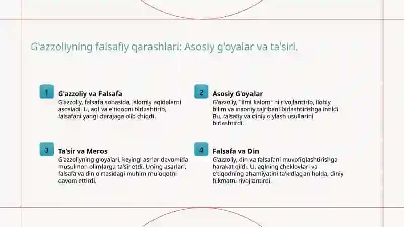 Abu Nasr Farobiy va G'azzoliyning falsafa ilmiga oid qarashlarini qiyosiy tahlil qilish 4