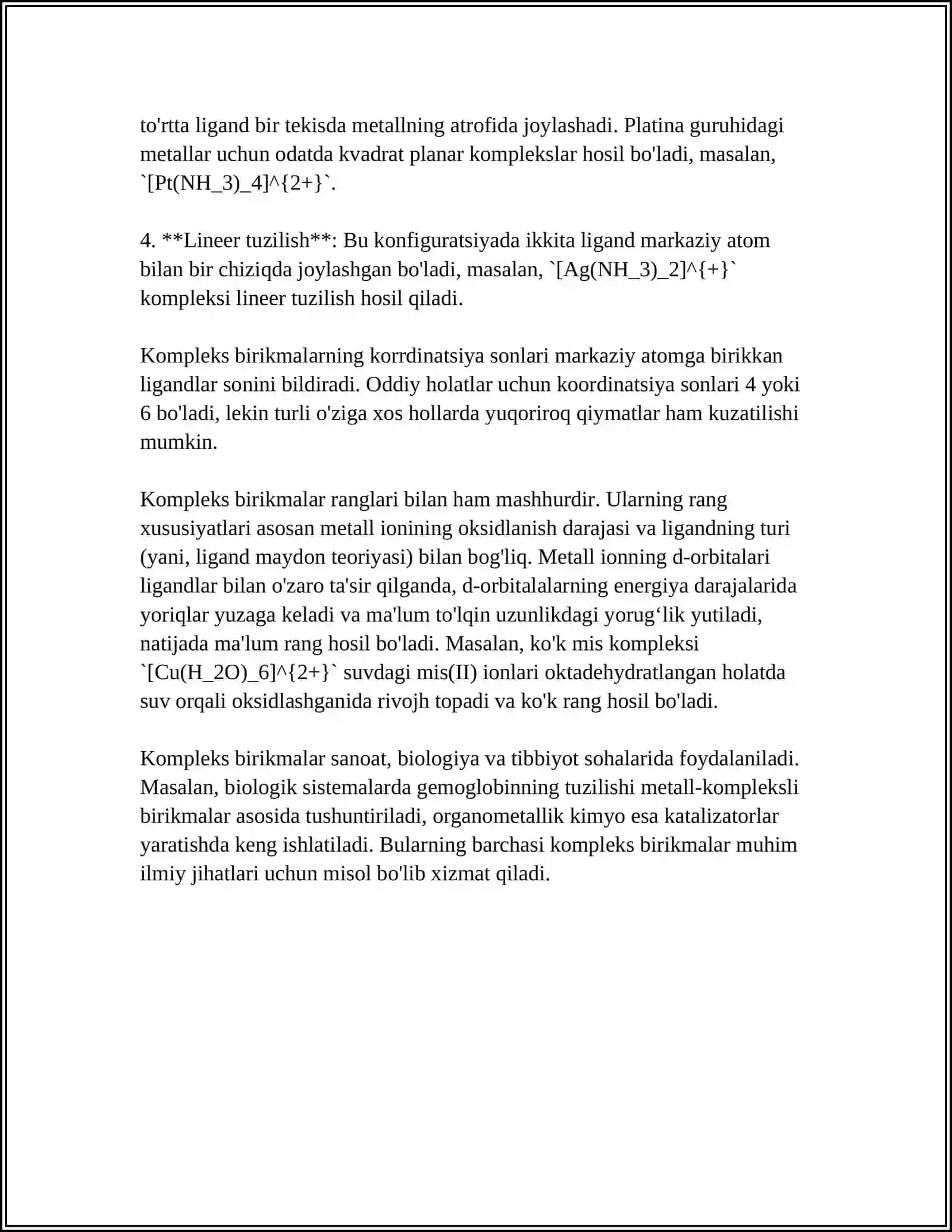 KOMPLEKS BIRIKMALARNING TURLARI VA NOMENKLATURASI 4