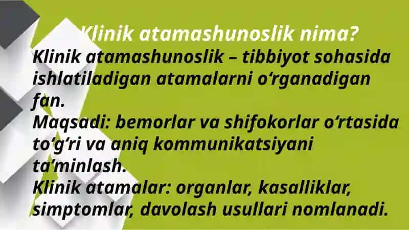 Klinik atamashunoslikda qo’llaniladigan  prefiksatsiya va suffiksatsiya. Gippokrat qasamyodi. 4