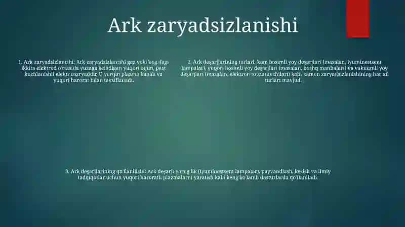 Mustaqil Gaz Razryadlarining Turlari Va Ularning QoʻLlanilishi 4