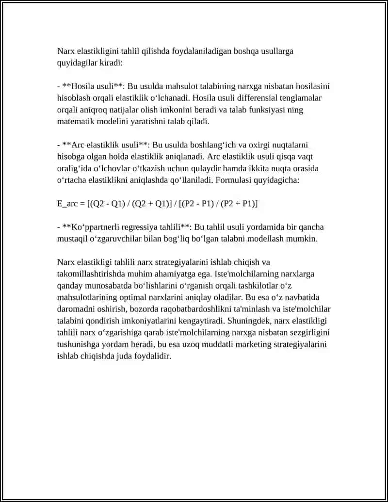 NARX BOʻYICHA QARORLAR QABUL QILISHDA TAHLILIY USULLAR 4
