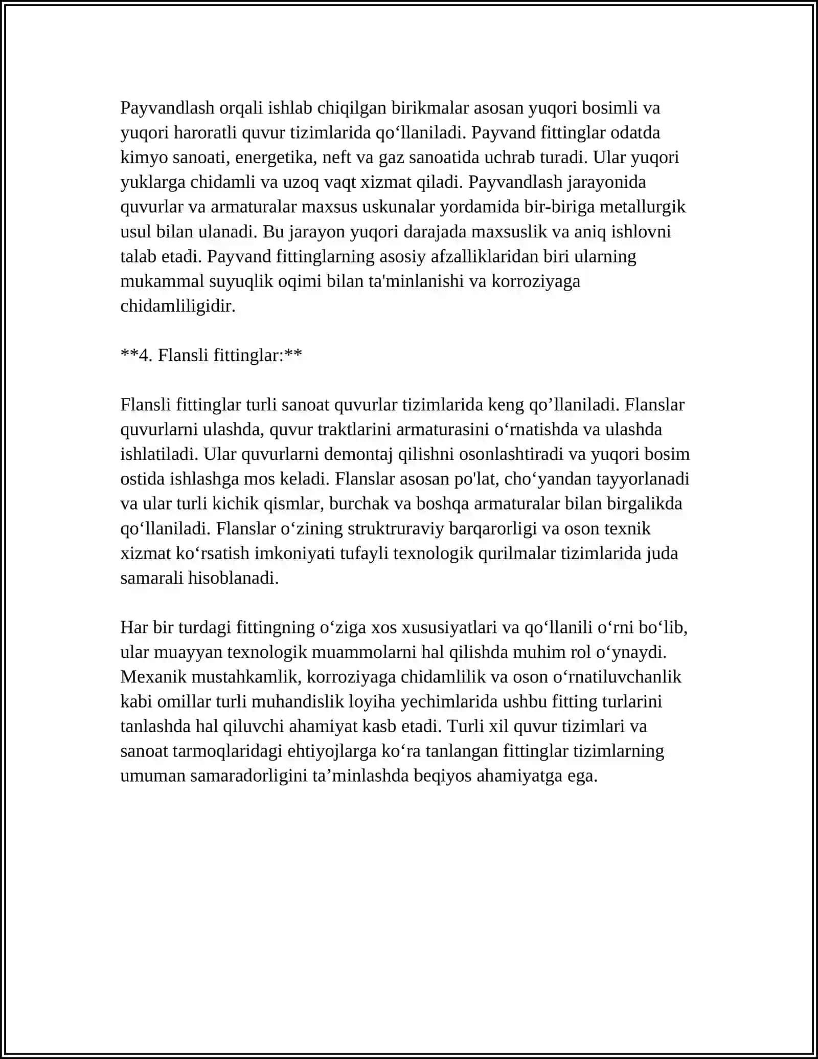 MUHANDISLIK KOMMUNIKATSIYALARI VA TIZIMLARI HAQIDA FITINGLAR 4
