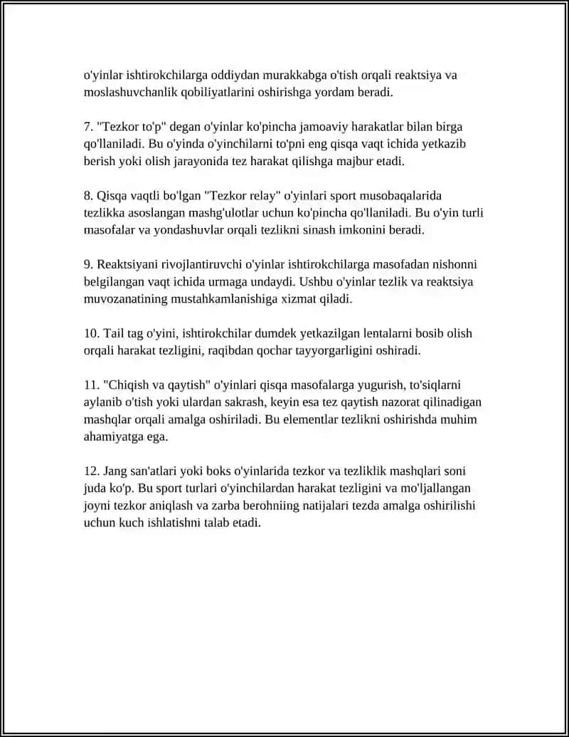 Tezlik va tezkorlikni rivojlantiruvchi harakatli o'yinlar 4