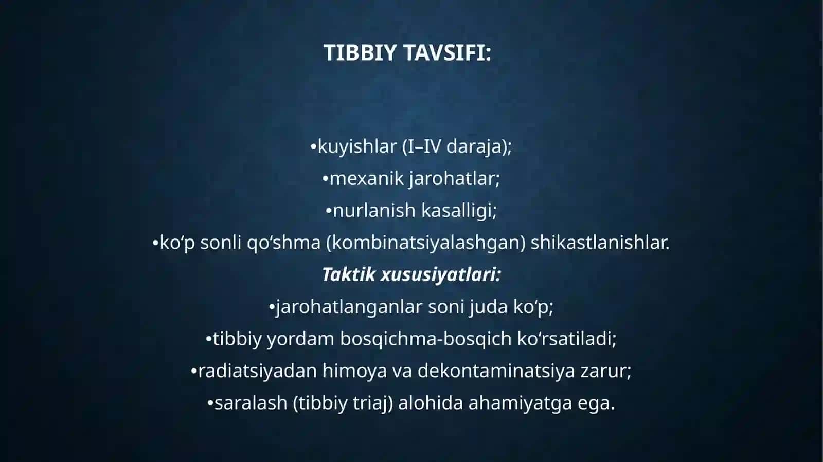 Favquloddavaziyatlardavujudgakeluvchijaroxatlanisho'choqlariningtibbiy-taktiktavsifi 4