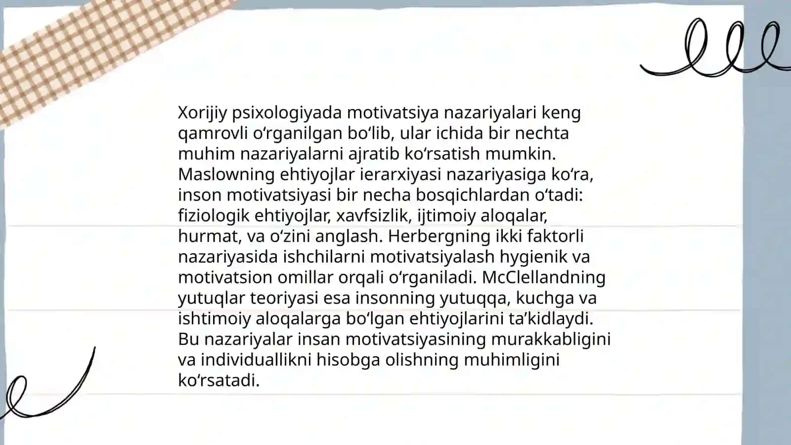 Xorij psixologiyasida motiv va motivatsiya muammosi 4