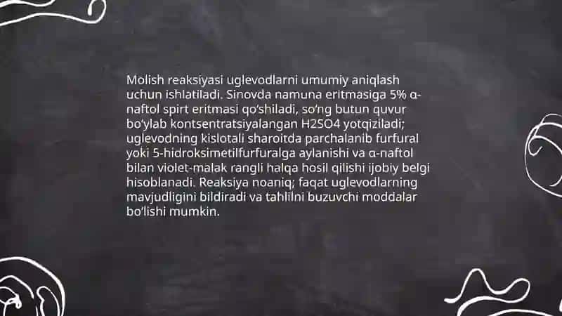 Monosaxaridlarga xos sifat reaksiyalari.Uglevodlar 4