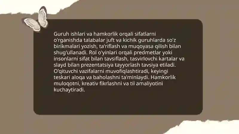 Sifat so'z turkumini o'rganishda interfaol usullarni qo'llash 4
