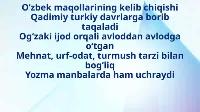 O’zbek xalq maqoli 4