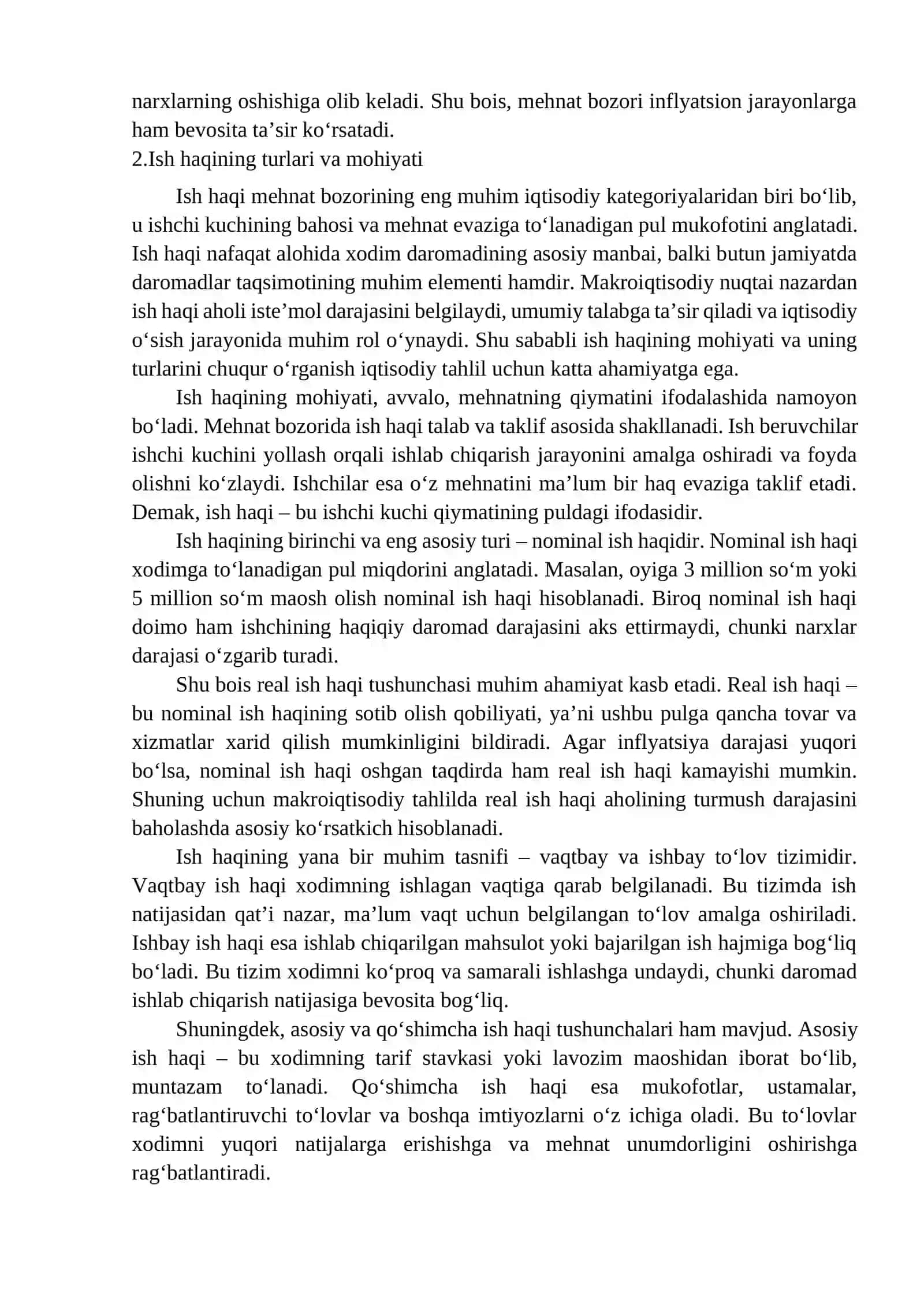 Mehnat bozori makroiqtisodiy modellarda ish haqining turlari va mohiyati 4