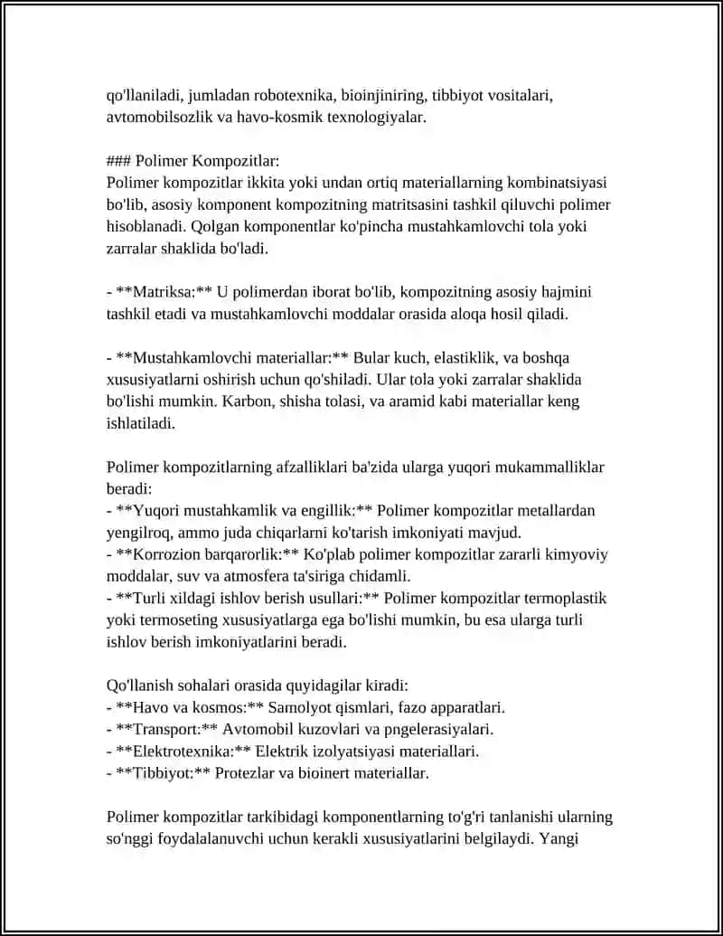 TURLI XIL ILOVALAR UCHUN SHAKL XOTIRASIGA EGA POLIMER KOMPOZIT MATERIALLAR 4