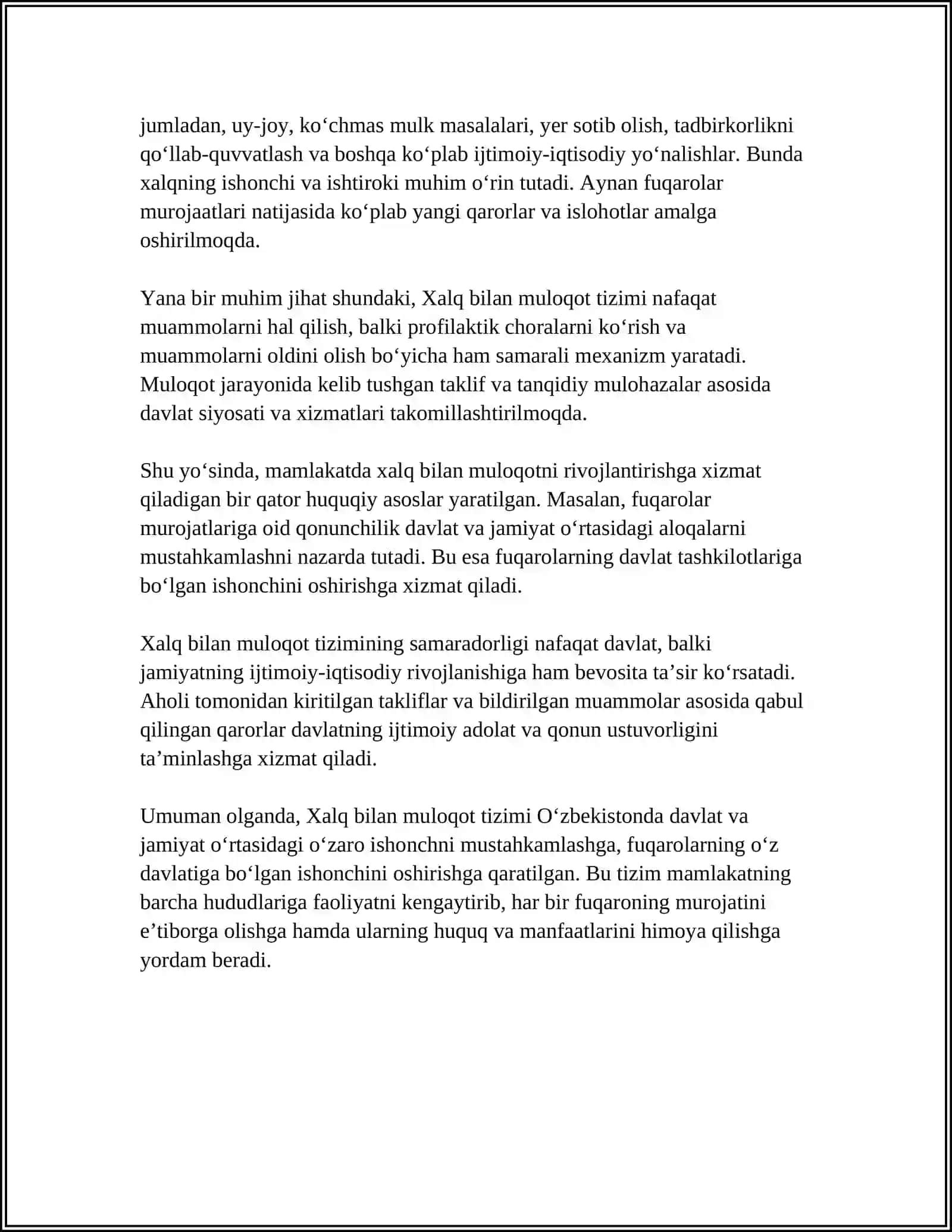 OZBEKISTONDA XALQ BILAN MULOQOT TIZMUNING YARATILISHI VA DASTLAPKI NATIJALARI 4