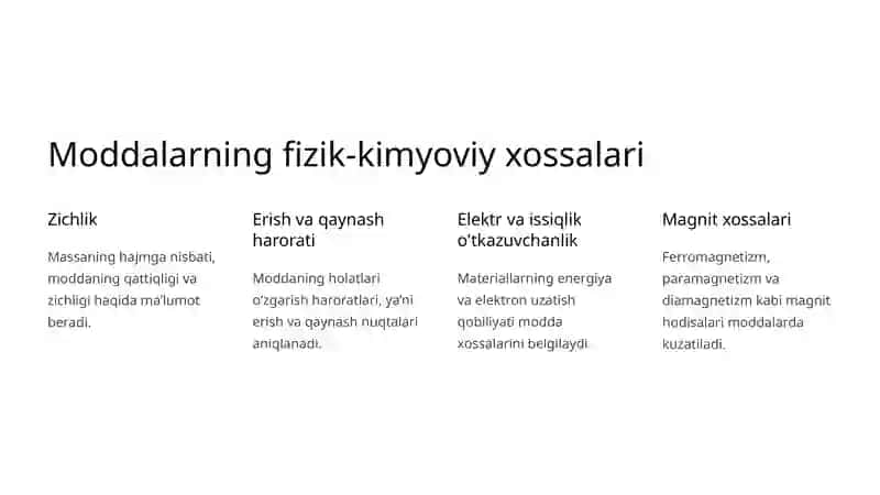 Asosiy fizik-kimyoviy jarayonlardagi modda va materiallarning xossalari 4