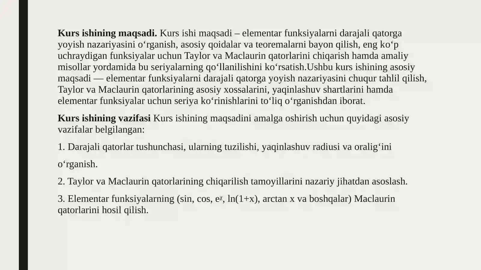 Matematika Analizi Elementar Funksiyalarni Darajali Qatorlar Ga Yoyish 4
