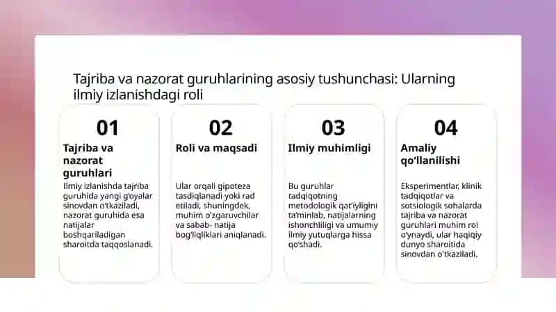 Tajriba va nazorat guruhlari 4