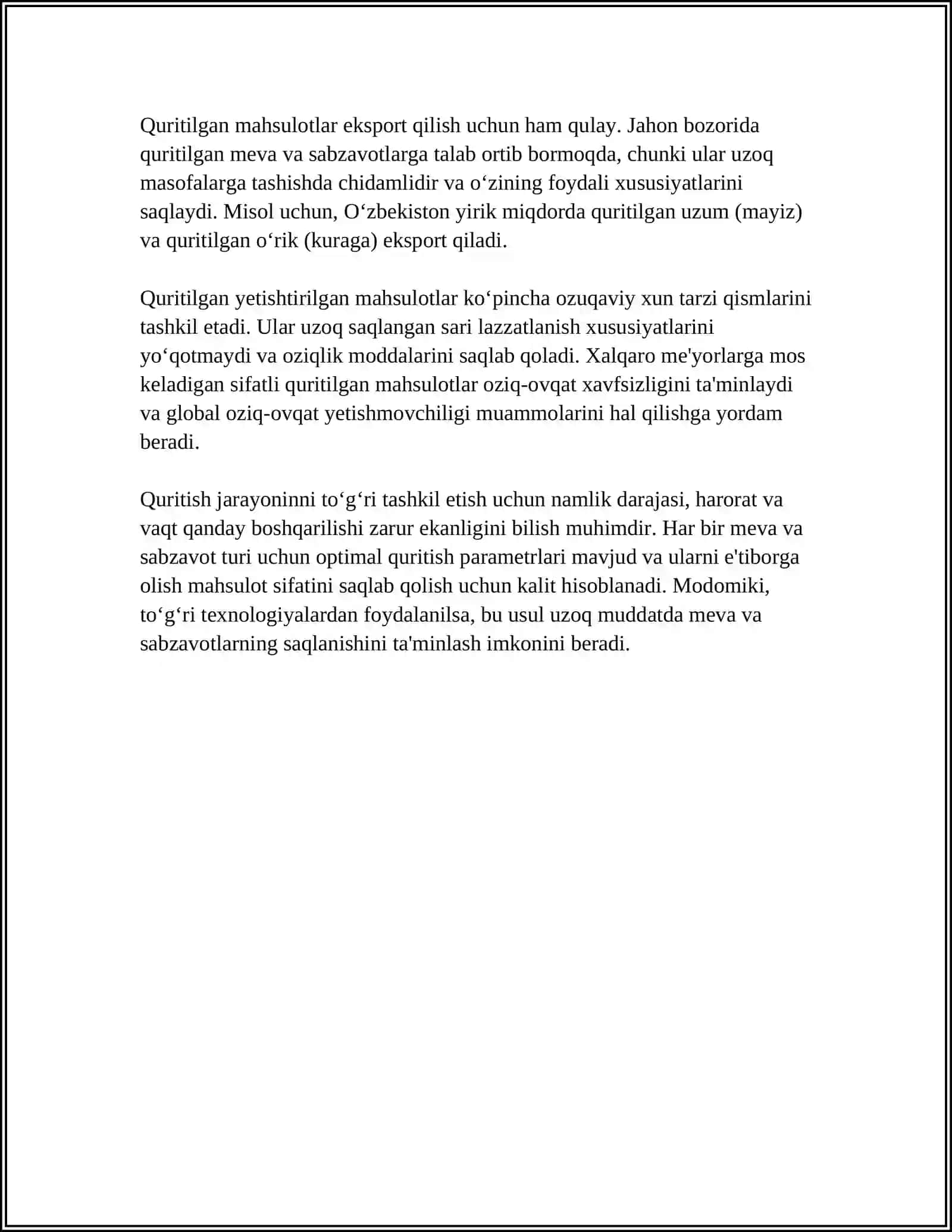 MEVA SABZAVOTLARNI QURITISH YOKI QAYTA ISHLASH TEXNIKALARI 4