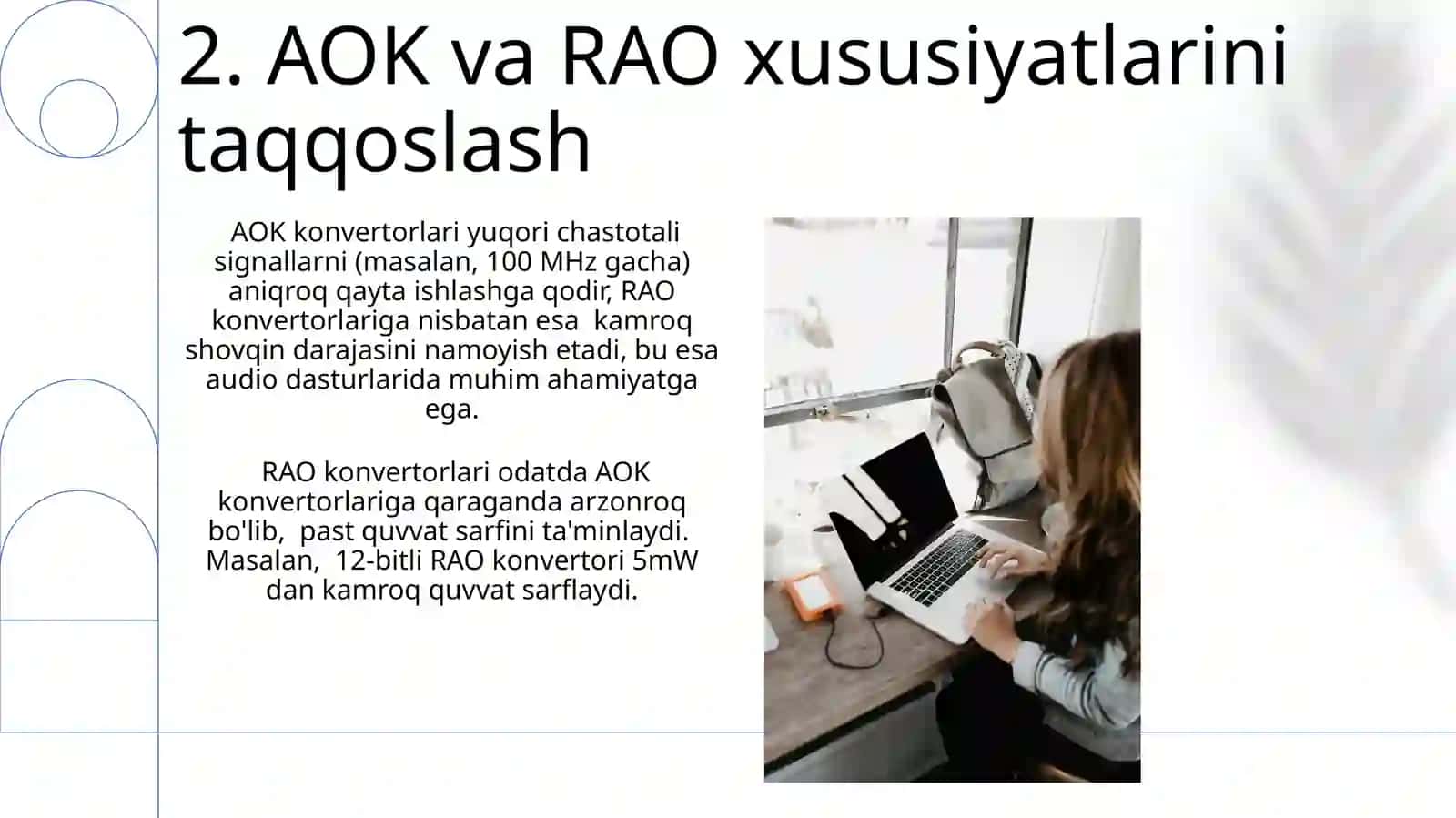 Analog-raqamli va raqam analogli o'zgartirgichlarni tahlil qilish 4