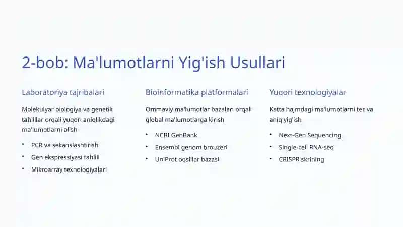 Biologik Ma'lumotlarni Tahlil Qilish: Ilmiy Yondashuv va Amaliy Ahmiyati 4
