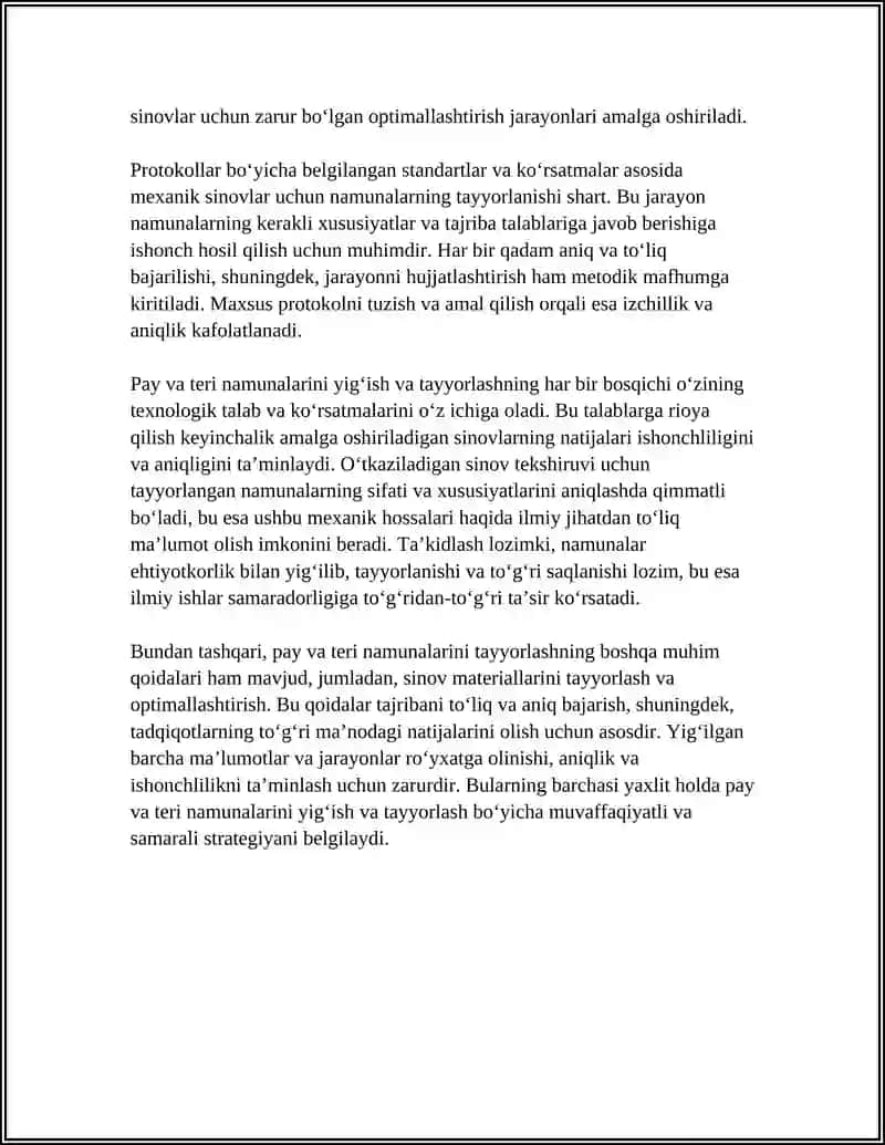 PAY VA TERI NAMUNALARINI MEXANIK HOSSALARINI O'RGANISH 4