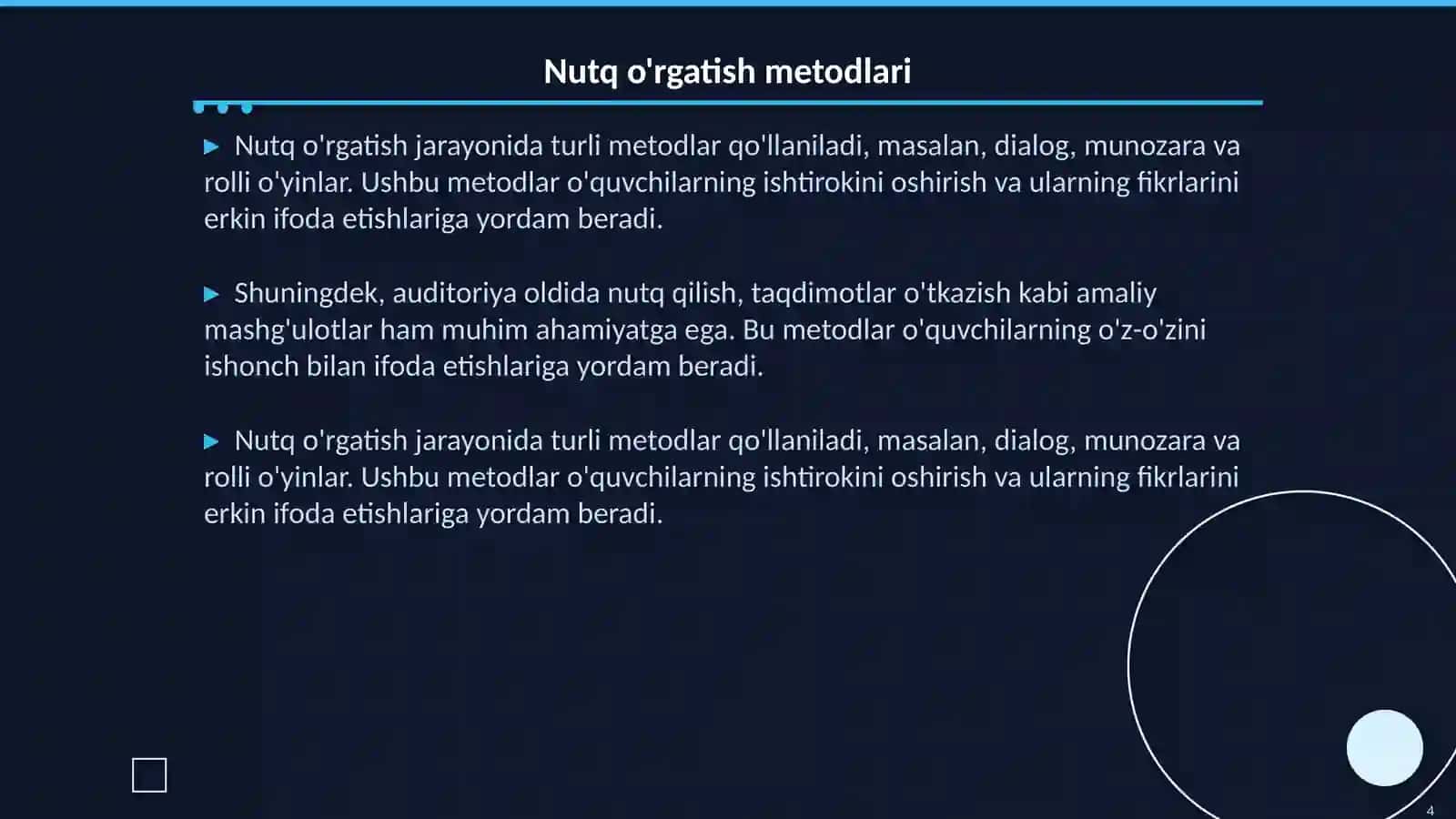 Nutq oʻstirish fanidan 4