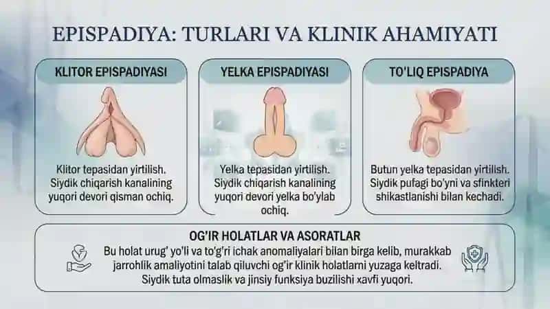 To'g'ri ichak va tashqi jinsiy a'zolar og'nalari, urug' yo'li,  moyak qavatlari istisqosi, epispadi 4