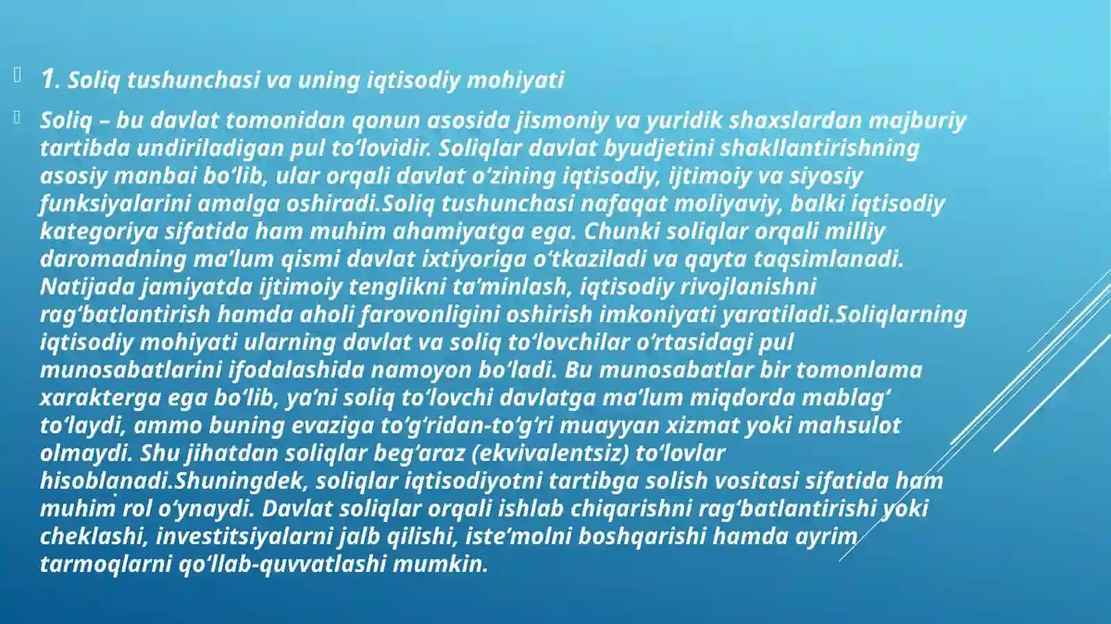 Soliqlarning o‘zigaxos belgilari 4