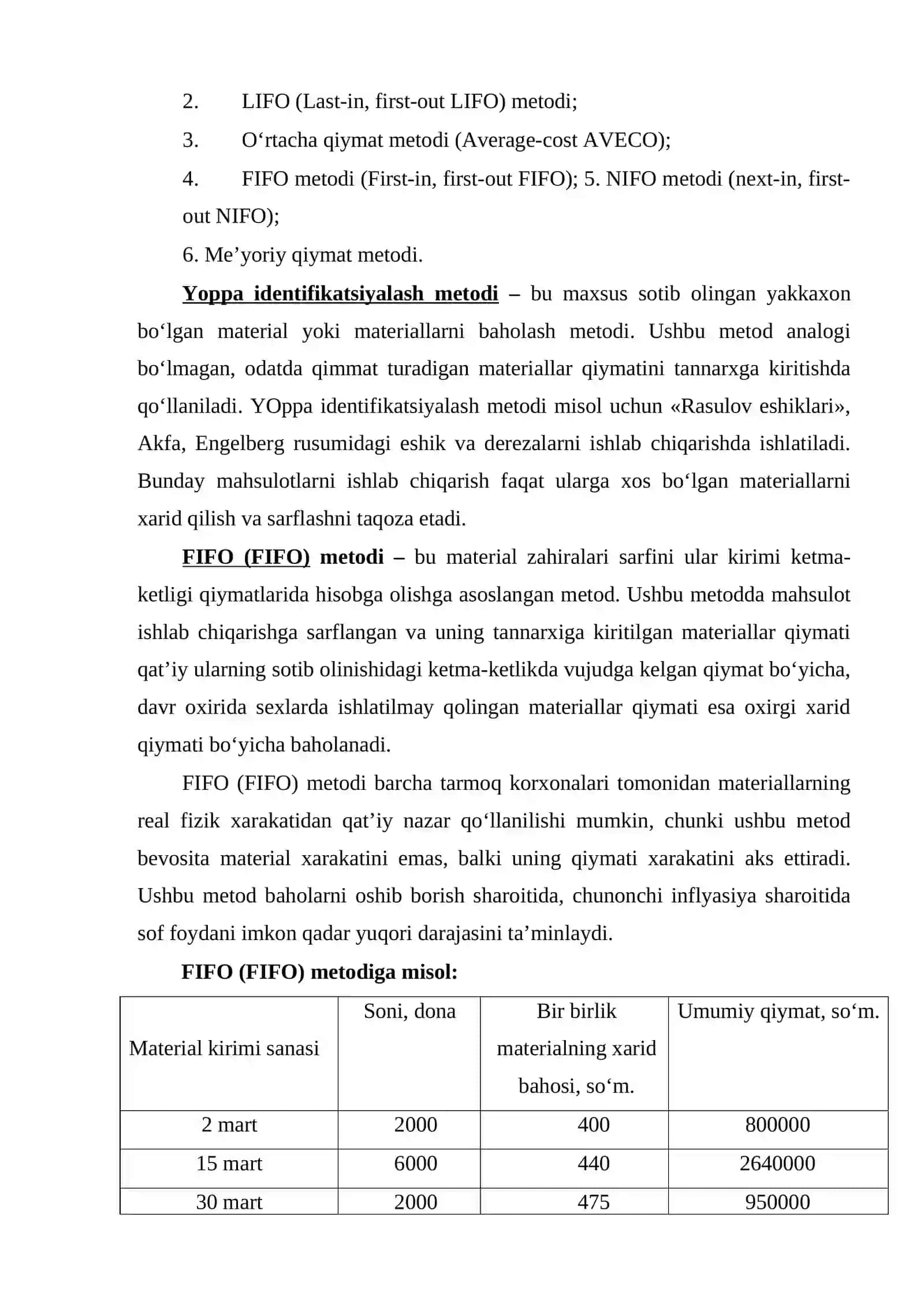 Bevosita material xarajatlari hisobi va ularni mahsulot (ish, xizmat)lar tannarxiga qo‘shish tartibi 4