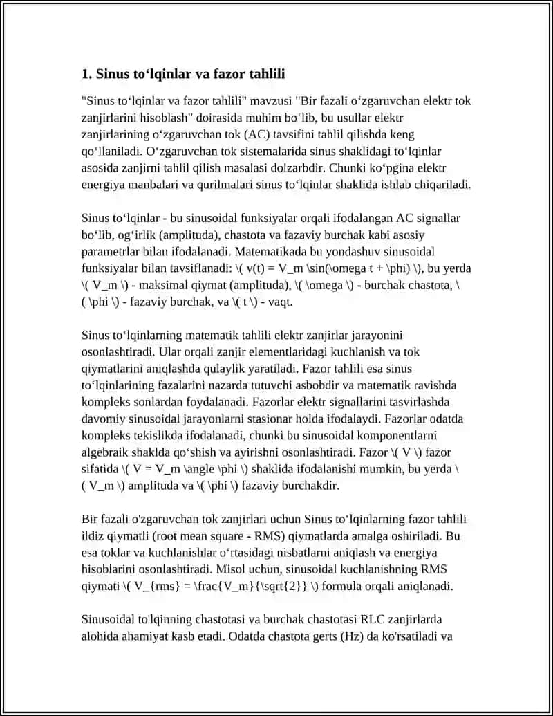 Sinus to‘lqinlar va fazor tahlili 4